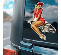 2pcs 11x14cm Pegatinas de Vinilo Impermeable para Coche con Mujer y Bujía para Ventana Parachoques Decoración Exterior Pegatinas Antiarañazos | #DZ106