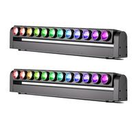 2PCS 12x20W LED RGBW Cabezal móvil Beam Wall Washer, d-mx512(55CH) 31 Programas Automáticos 8° Haz Estrecho Activo por Sonido para Escenario Bar Fiesta Boda