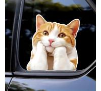 2pcs 13x14cm Cute Cartoon Cat Thinking Life Pegatinas de vinilo impermeables para ventanas de coche, portátiles, parachoques, vidrio, metal, cerámica | #AZ233