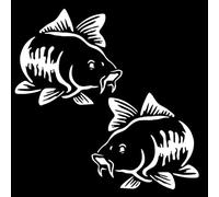 2pcs 15x13.5cm Pegatina Autoadhesiva Carpa Vinilo Adhesivo para parachoques y Ventana Adecuado para Hogar, Ocio y Pesca para Interior y Exterior | #DZ94 (Blanco)