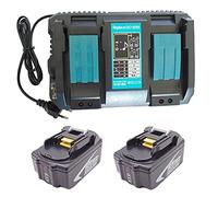 2pcs 18V 5000mAh Reemplace la batería Makita BL1850B BL1840 BL1830 para Makita DTW1001Z DHP481RTJ DDF481Z DDF480RTJ DTW1002Z DDF481RTJ DGA511Z con Makita DC18RD Cargador de Doble Puerto 4.0A