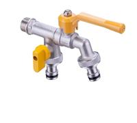 2pcs 2-Way Garden Hose Faucet Adapter Wall Mounted Ball Valve IBC Water Tank Connector Heat-resistant Anti Freezing Para Jardín