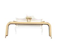 2Pcs 20/25cm Metal Square Kiss Clasp Smooth Bead Head Handles Purse Handbag Frame Brackets DIY Hardware Accessories(LightGold,20cm-2Pcs)