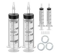 2Pcs 200ml Grande Jeringa de Plástico Jeringa,2Pcs 20ml Jeringa Geringuillas Jeringa,Manguera de 80 cm,Aceite Coche para Laboratorio Industrial Laboratorios Científicos,Medición (200ml)