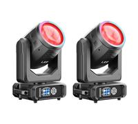 2PCS 200W LED Beam Cabeza Móvil, Zoom Electrónico 18 Prismas 11+1 Colores y 14+1 Patrones Efecto de Atomización LED RGB d-mx512 (16CH) para Escenario Bodas DJ Fiestas Navideñas