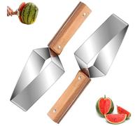 2pcs 2026 New Triangle Watermelon Cutter,Stainless Steel Watermelon Slicer,Stainless Steel with Wooden Handle,Fruit Cutter for Kitchen,for Watermelon,Cantaloupe,Honeydew,Apples,and More