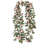 2pcs 220cm Guirnaldas de Rosas Artificiales Flores Plantas Falsas Vides de Rosas Artificiales para Boda Fiesta Casera Jardín Oficina Hotel Decoración Champagne