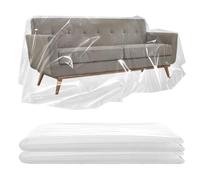 2Pcs 240*240cm Funda Muebles Plástico, Fundas Transparente Antipolvo, Protector Sofá Impermeables, Cubierta Extra Grandes Resistente, Protección Cubrir Película, Láminas Almacenamiento Móvil