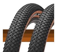 2pcs 27.5x2.10 Neumático Bicicleta MTB 60 TPI, 27.5 2.10 Resistente a Pinchazos Listo para Tubeless Neumático de Montaña Todo Terreno con Costado Marrón