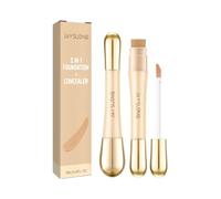 2pcs 2in1 Concealer Foundation Makeup Pen Dark Circle Cover Blemish Long-Lasting Concealing Face Brightening Contouring