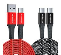 [2pcs 2m] Cable de carga rápida PD3.0 USB C a C de 100 W + Cable de carga rápida USB A a C trenzado de nailon de 3,1 A para iPhone 16 Pro, Samsung Galaxy S23, iPad Pro, MacBook Air, tablet, etc.