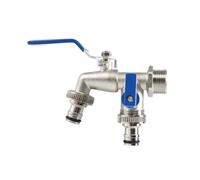 2pcs 3/4" Zinc Alloy Garden Faucet Dual Control Water Discharge Replacement Adapter Double Nipple with Handle Easy Turn On/off Para Jardín(Blue)