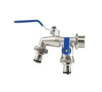 2pcs 3/4" Zinc Alloy Garden Faucet Dual Control Water Discharge Replacement Adapter Double Nipple with Handle Easy Turn On/off Para Jardín(Blue)