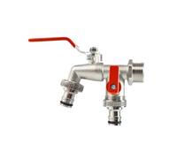 2pcs 3/4" Zinc Alloy Garden Faucet Dual Control Water Discharge Replacement Adapter Double Nipple with Handle Easy Turn On/off Para Jardín(Red)