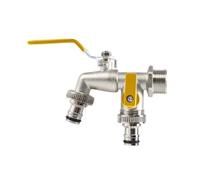 2pcs 3/4" Zinc Alloy Garden Faucet Dual Control Water Discharge Replacement Adapter Double Nipple with Handle Easy Turn On/off Para Jardín(YELLOW)