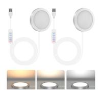 2PCS 3-Color 3D Impreso LED Lámpara Kit Compatible with Bambu Lab A1/A1 Mini/P1P/P1S/X1C/X1E Makerworld MH001,3 CCT Adjustable (Cálido/Blanco/Frío),Alimentado por USB (DIY-Impresiones no Incluidas)