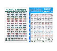 2pcs 30 x 21 cm Acordes Piano y Acordes Guitarra, Carteles Acordes Piano Multicolor para Principiantes, Guitarra Impermeable, Tabla Acordes, Música, Teoría Guitarra, Instrumentos Piano