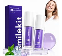 2PCS 30ml Pasta Dental Blanqueadora Morada, V34 Blanqueamiento Dental Suero de Diente Morada, Suave y No Irritante, Productos de Cuidado Oral para Eliminar Manchas y Aliento Fresco