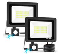 2Pcs 30W Foco LED Exterior con Sensor de Movimiento, IP65 Impermeable