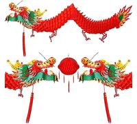 2pcs 3D chino Año Nuevo Dragón Garland Colgante Decoración Año Nuevo Fiesta Adornos