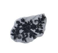 2Pcs 3D Flower Beaded Embroidery Patch Mesh Fabric Lace Applique Sew Wedding Dress Clothes Decoration para Coser(Color1)