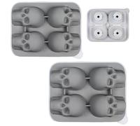 2PCS 3D Moldes Cubitos Calavera, 4 Rejillas Moldes Silicona Halloween, Decorar Para Chocolate, Dulces, Pasteles Y Whisky, Cócteles Y Bebidas De Fiesta