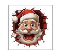 2pcs 3D Wall-Breaking Santa Claus Wall Decal, Self-Adhesive Christmas Wall Stickers - Large Christmas Toilet Sticker Decoration for Christmass Party Kitchen Living Room Bathroom, Decals Peel and Stick