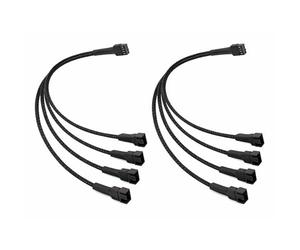 2PCS 4-Pin PWM Fan Splitter Cable, Cable Divisor PWM 1 a 4 Vías con Funda Trenzada, PC de Extensión para Controlador de Ventilador Compatible con Ventiladores de PC de 3 y 4 Pin, Placas Madre, 28 cm