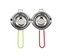 2PCS 400ml Stainless Steel Melting Pots for Butter, Chocolate, & Cheese - Versatile Kitchen Supplies in Green & Red Colors