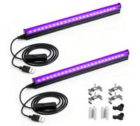 2Pcs 5W Luz Negra Ultravioleta UV 24 Leds 5V Puerto USB 385-400 nm Portátil 270 ° Ángulo del Haz Tubo para Navidad, Halloween, Navidad, Discoteca, Pintura Corporal, Fluorescente Blacklight