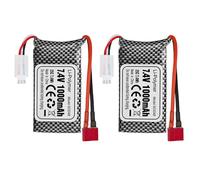 2pcs 7,4V 1000mAh T-Plug Batería de litio para 18858 18859 18859A 18859E HM163 HM164 35-DJ03 35-DJ04 SN-DJ02 16889 16889A 16890 2845 2846 Q901 Q902 Q903 RC Control remoto Auto Quadcopter Drone Battery