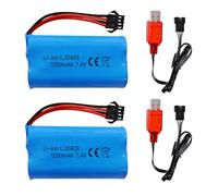 2PCS 7.4V 1200Mah Batería de Carga del Enchufe SM - 4P con Cable de Carga USB para EC08 RC Toy Car/Todoterreno/Racing/Remote Ship