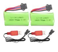 2PCS 7,4V 1500mAh Recargable Batería (Cable de Carga USB y Enchufe SM-4P) Compatible con EC08 RC Toy Car/Todoterreno/Racing/Remote Ship