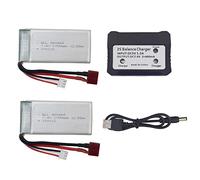 2pcs 7.4V 1700mAh Batería de Litio con 2 en 1 Cargador para 9200 9200E HB101 200E 9202E 9203E 9204E 9205E 9206E 2995 YC300 HM101 HM123 25-DJ02 9125 S920 S921 RC Four-Wheel Drive Control Remoto Coche