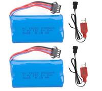 2PCS 7,4V 2000mAh 15C 2S Batería (USB Cable de Carga y SM-4P Enchufe), Compatible con EC08 DE85 RC, Coche, Camión, Barco, Dron, Vehículo de Ingeniería