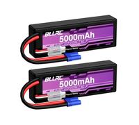 2PCS 7.4V 5000mah 2S 80C Lipo Batería con Conector EC5 y Carcasa Protectora para 1/8 1/10 RC-Autos/SUV, cuadrocópteros y RC-Drones