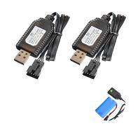 2Pcs 7.4V USB Cable Cargador con Conector de Enchufe SM-4P Plug para 2S Li-Po Battery Charger Compatible con Coche RC Barco Drone Aviones y Otros Juguetes de Control Remoto, con Luz Indicador