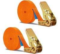 2Pcs 8M Ratchet Tensioner, BetterJonny Tie Down Straps with Ratchet with Pressure Tensioner Straps Load 1000 kg Strap for Ratchet Cargo Holding Strap for Motorcycles Cargo Trucks Trailers, Naranja