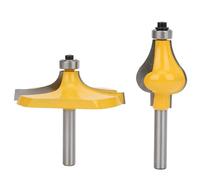 2pcs 8mm Shank Armrest Router Bit Set, Carbide Tipped Woodworking Milling Cutter, Calabash and Table Design with Bearing for Stair Railing and Wood Trim, Compatible with Elect