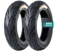 2pcs 90/90-10 50J 250KPA 190KG Neumáticos sin Cámara, 90/90/10 Alta Adherencia y Resistencia a Pinchazos, Patrón de Banda con 8 Diseños para Moto Delantera/Trasera(F)