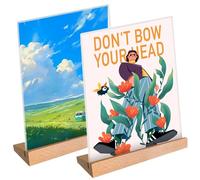 2pcs A4 Soporte de Menú,Transparente Soporte Sobremesa Acrílico -Base de Madera,Doble cara Expositor A4 Acrílicos,Doble cara L Expositor de Mesa,per Ristoranti, Hotel, Negozi, Ufficio, Documenti