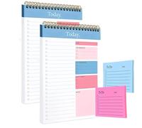 2Pcs A5 To Do List, Total 100 Hojas Daily Planner Sin Fecha Con 2Pcs Notas Adhesivas, Bloc De Notas De Lista De Tareas Pendientes, Espiral Planificador Diario Sin Fecha Para Uso En Escuelas Y Oficinas