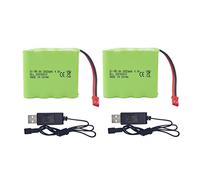 2PCS AA 4.8V 2800mAh con Enchufe JST-2P con batería RC de Cable de Carga USB Adecuado para Juguetes eléctricos de Control Remoto RC/excavadoras/automóviles/Camiones/vehículos de Ingeniería