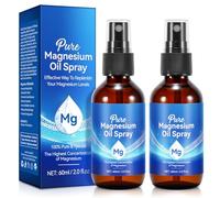 2PCS Aceite de Magnesio en Spray para Dormir Mejor, Aceite de Magnesio Bio en Spray con Acción Relajante Muscular para el Cuidado de la Piel, Puro - 100% Natural (60ML)
