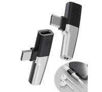 2PCS Adaptador USB C a Jack 3.5mm 2 en 1 Adaptador Tipo C con Carga y Micrófono Aux Sonido HiFi Diseño Ángulo Recto Compatible con iPhone 15/Pro/MAX, Samsung S24/S23, Xiaomi, Huawei