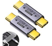 2PCS Adaptador USB C Macho a Macho 40Gbps, Soporte 8K@60Hz y Carga Rápida 100W, Conector Tipo C a Tipo C para Thunderbolt 3/4, Compatible con Portátiles Tablets Estaciones de Acoplamiento Discos Duros