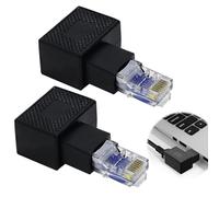 2PCS Adaptadores Ethernet de 90 Grados, Conector RJ45 Macho a Hembra, Apantallados, Ángulo Derecho e Izquierdo, para Espacios Reducidos, Compatible para Routers, Switches y PC
