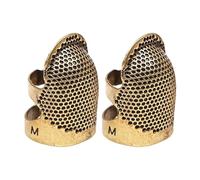 2Pcs Adjustable Metal Sewing Thimbles - Bronze S M Sizes 2.3cm Or 2.5cm - Finger Protector For Quilting Embroidery DIY Handicraft - Anti Prick Shield