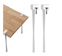 2Pcs Adjustable Table Clamp Legs,F-Shape Dining Desk Legs,Metal Table Leg,Office Table Legs DIY Iron Bench Leg,for DIY Furniture Console,with Floor Protectors (45cm(18in),White)