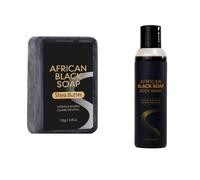 2PCS African Black Soap Soothing Body Wash with Shea Butter Deep Cleansing Skin Moisturizing Shower Gel for 24H Visible Body Care